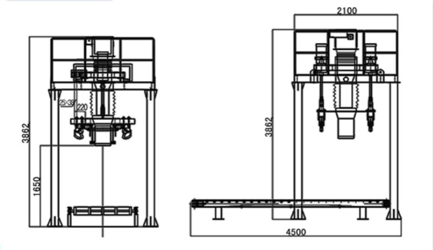 大袋包裝機(jī)安裝示意圖
